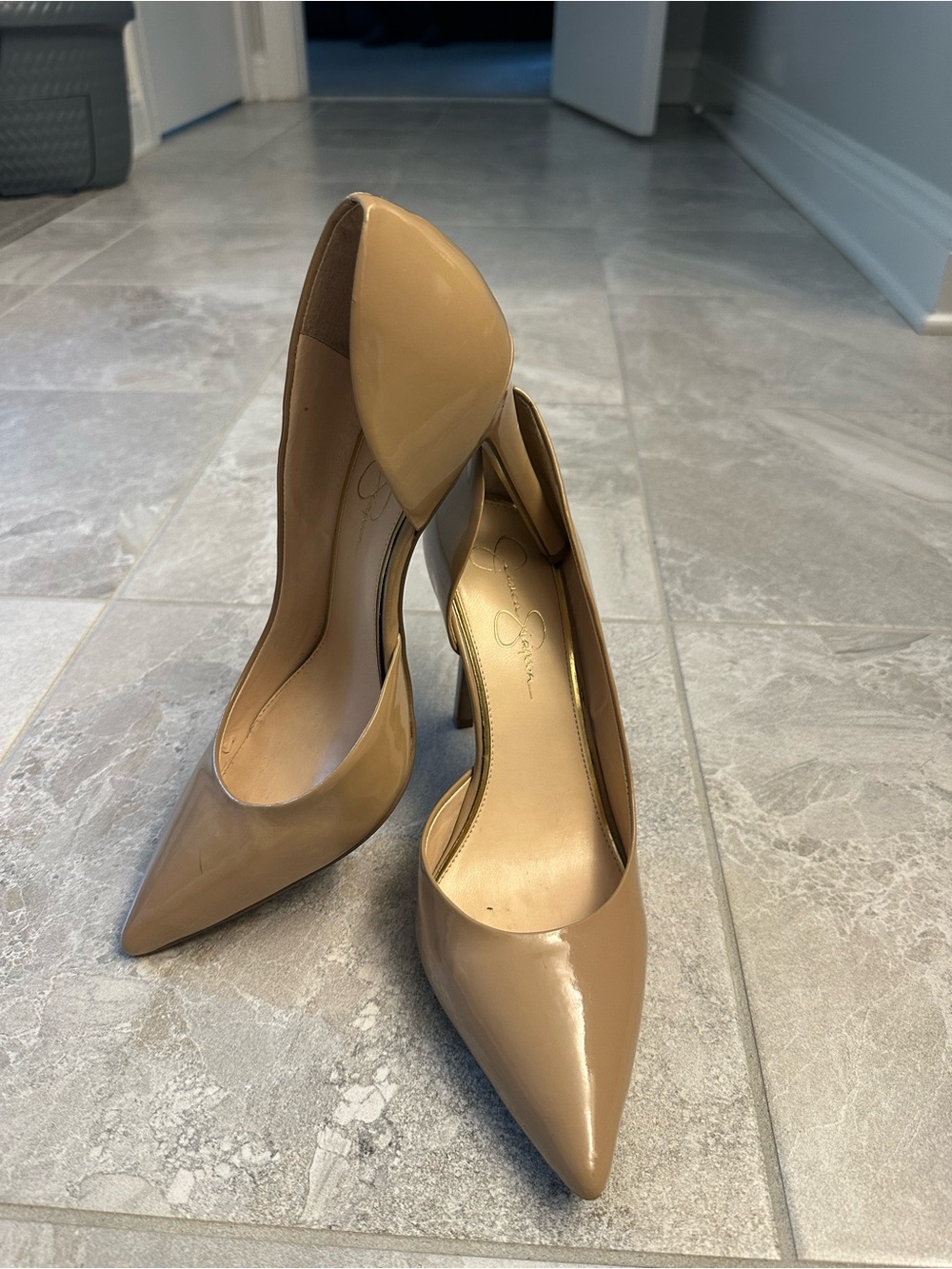 Jessica Simpson Patent Nude Pointed-Toe Stilettos